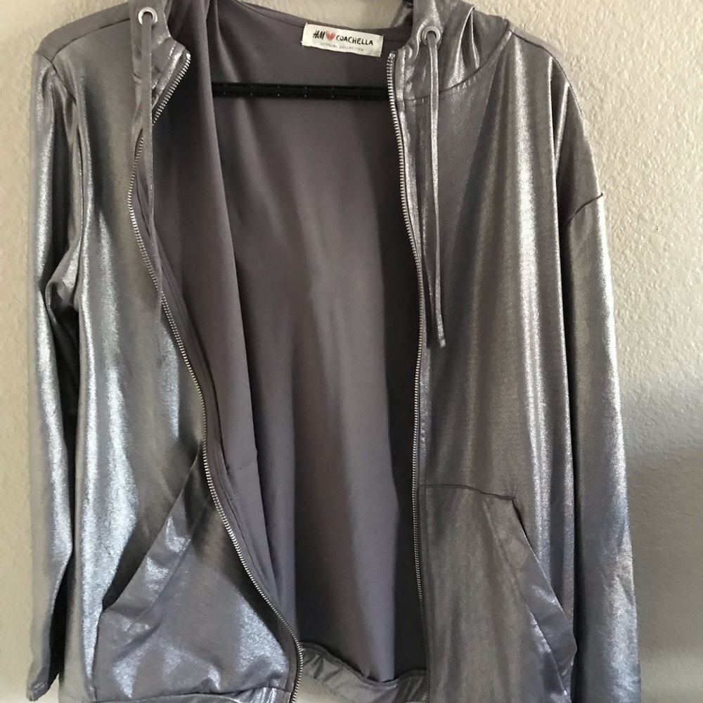 Silver zip up hoodie